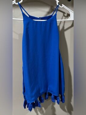 Impressions Royal Blue Tassel-Hem Tank Top